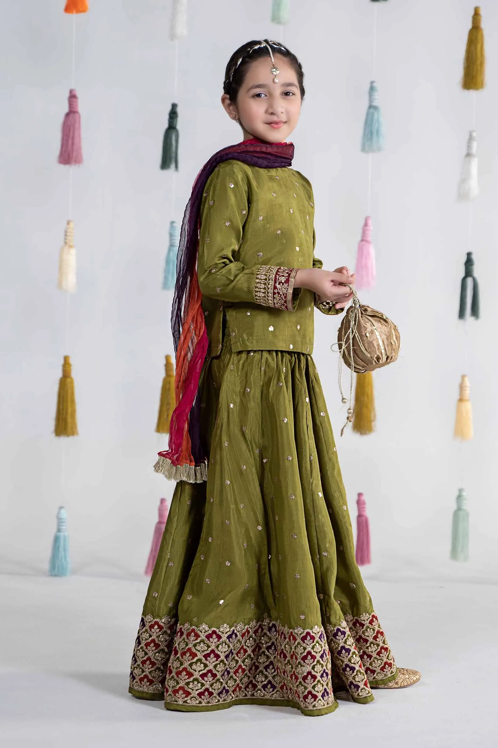 3 Piece Embroidered Bamber Raw Silk Suit | MKS-EA24-35