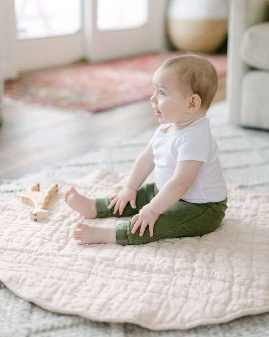 Blush Linen Quilted Play Mat