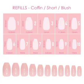 Charme Gel Extension Tips Refill / Coffin / Short / Blush