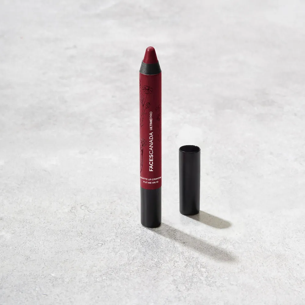 Faces Canada Matte Lip Crayon | Cocoa Butter and Chamomile enriched | One Stroke Intense Color | Smooth Glide | All Day Hydrated Lips | Shade - Put Me On 2.8g