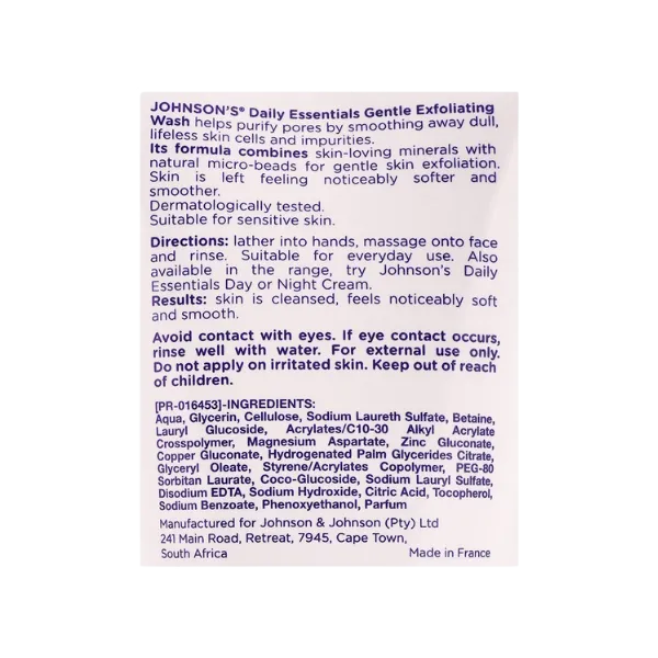 Johnsons Face Care Gentle Exfoliating Wash 150ml