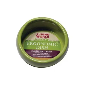 Living World Ergonomic Small Animal Large Ceramic Dish Green