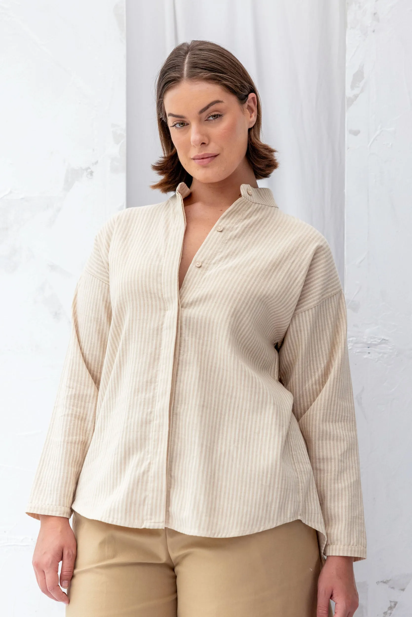 Nikau Shirt | Cream Stripe