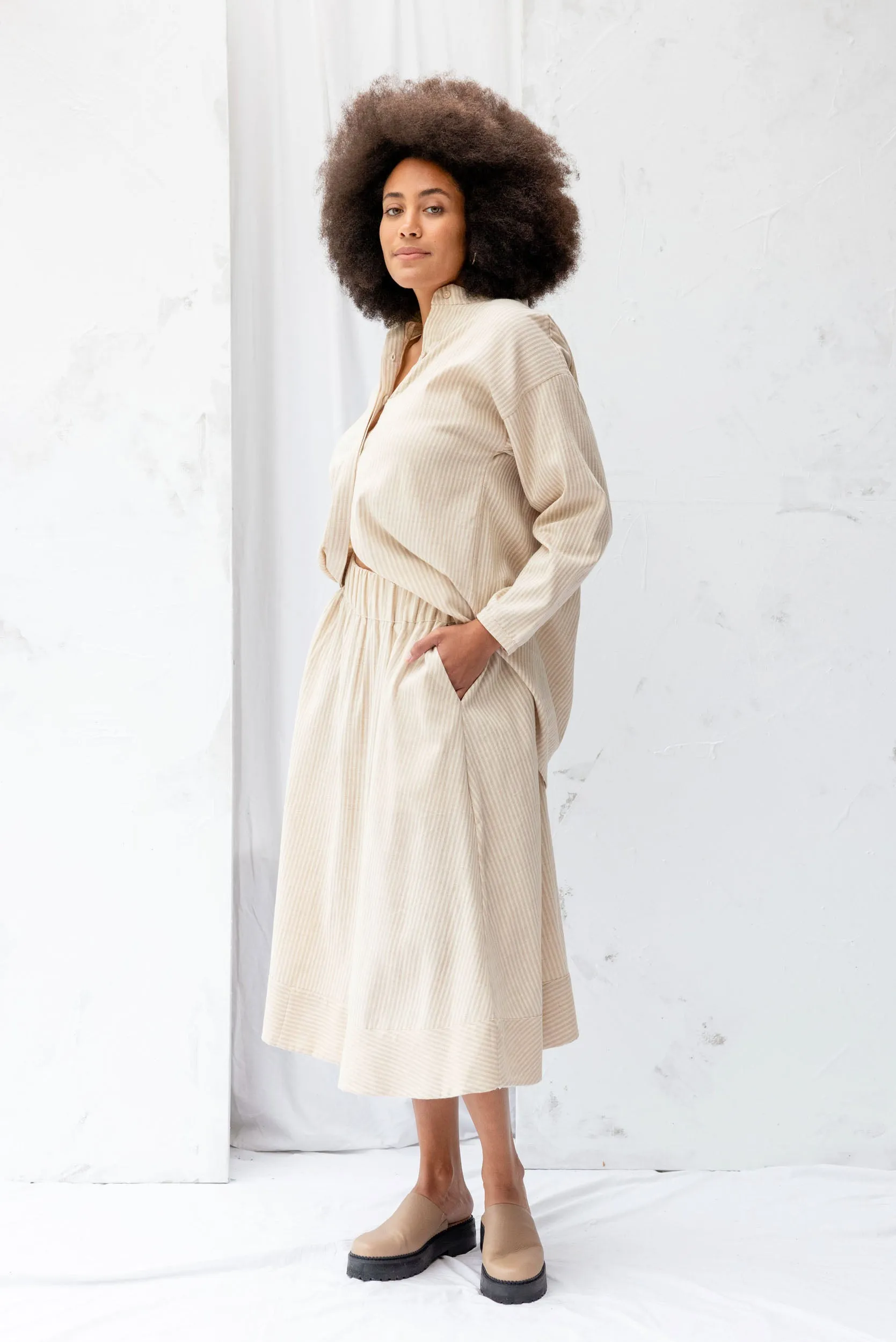 Nikau Shirt | Cream Stripe