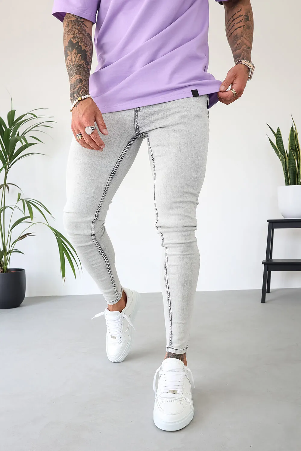 Non Rip Jeans - Acid Grey