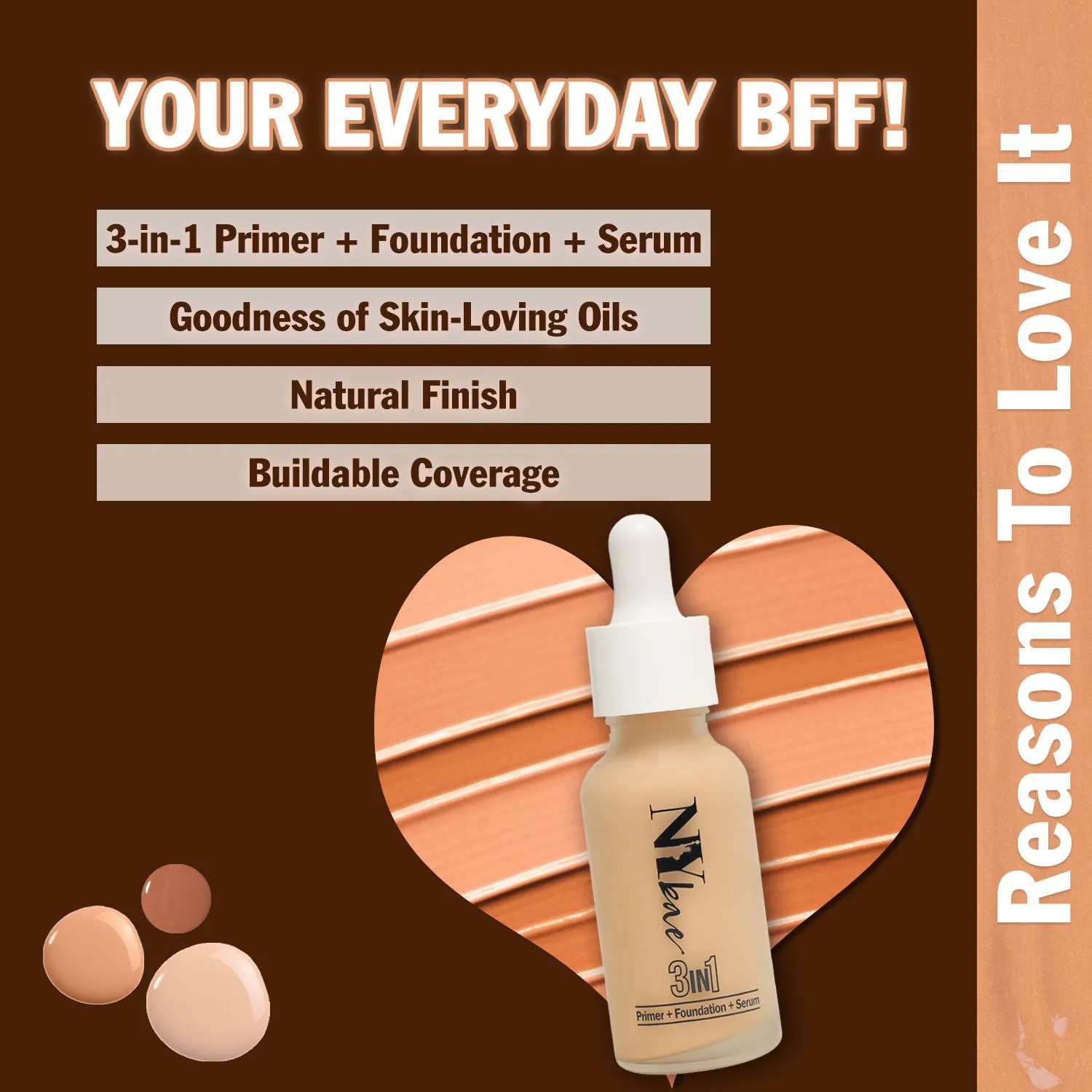 NY Bae 3 in 1  Primer   Foundation   Serum  - Cool Vanilla 02 (30 ml) | Very Fair | Cool Undertone | Natural Finish | Medium Coverage
