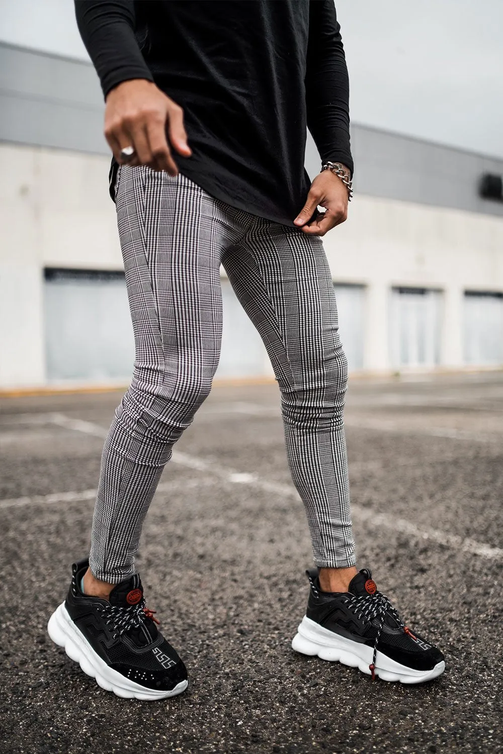 Spray On Check Jeans - Dogtooth Check