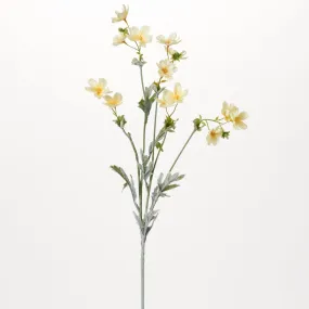 White & Yellow Mini Wildflower Cosmos Pick Single Long Stem Faux Floral Spray - 28"