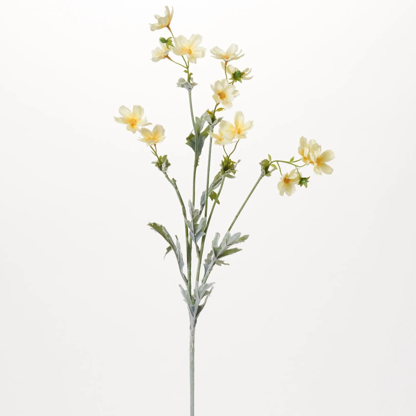 White & Yellow Mini Wildflower Cosmos Pick Single Long Stem Faux Floral Spray - 28"
