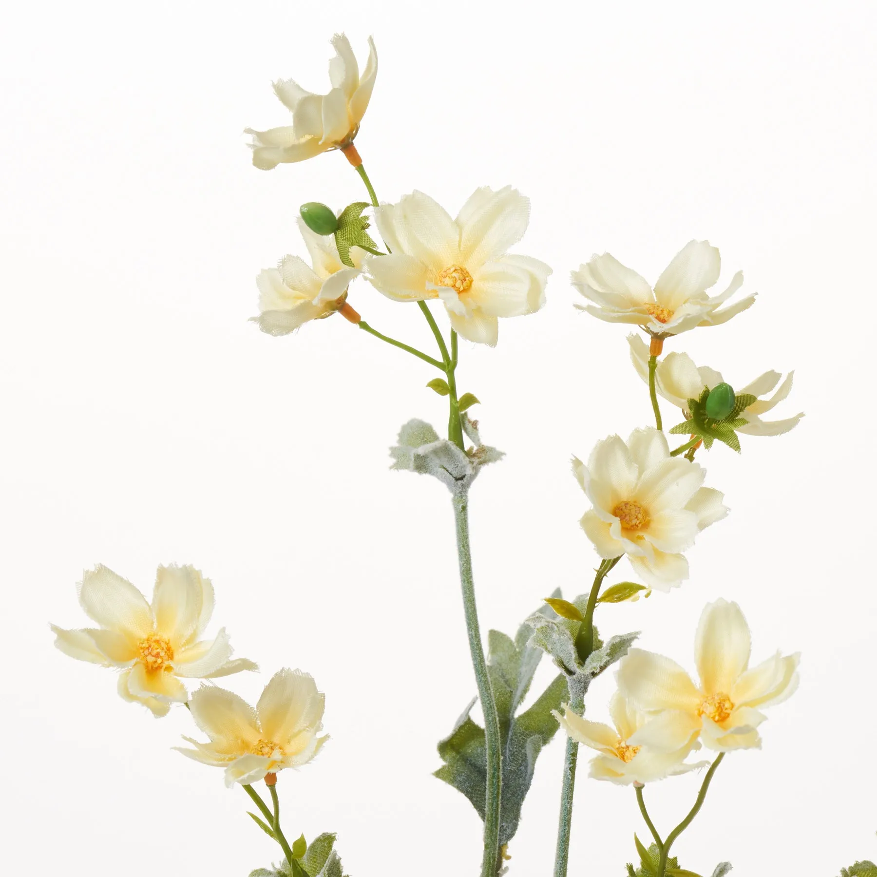 White & Yellow Mini Wildflower Cosmos Pick Single Long Stem Faux Floral Spray - 28"